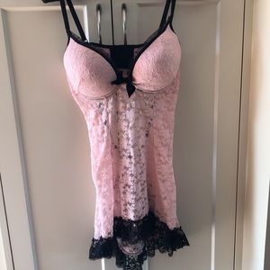 Pink and black lace lingerie